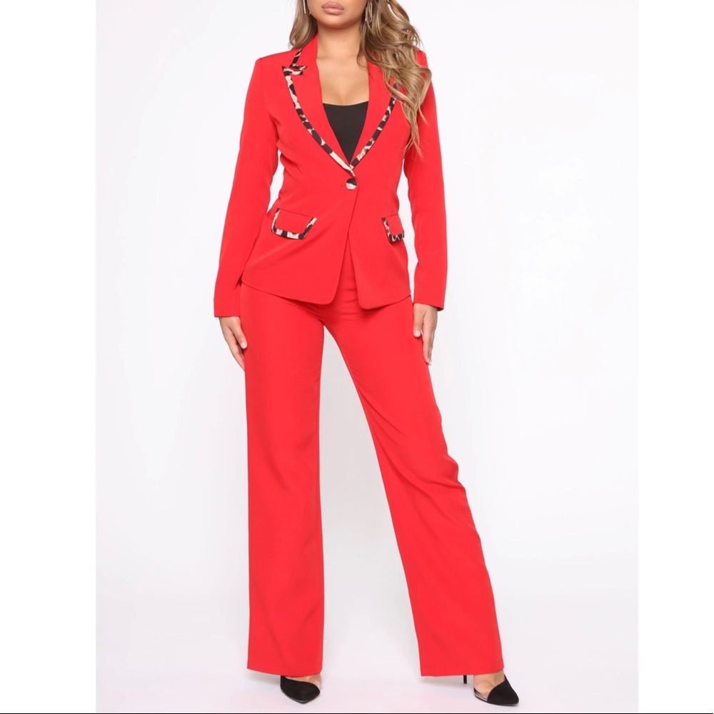 Fashion nova red suit set